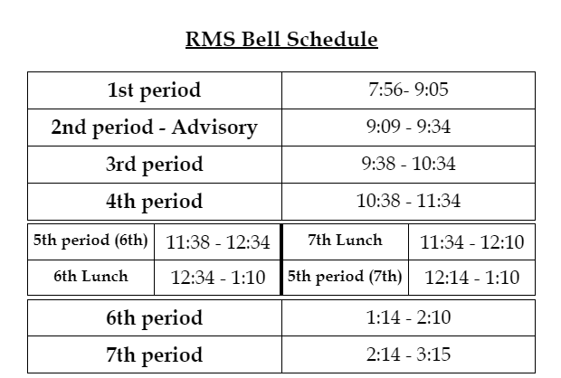 Tuesday - Friday Bell Schedule