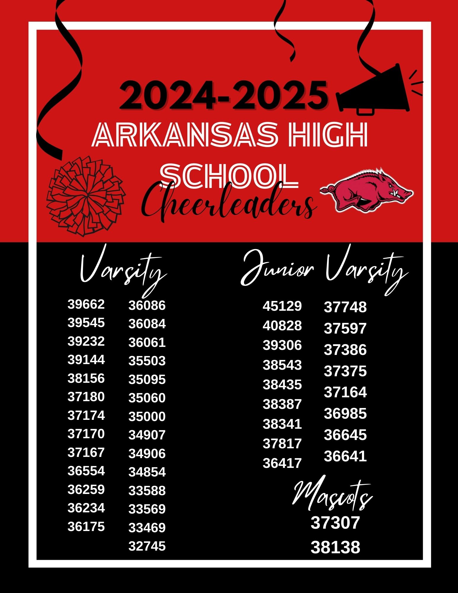 2024 - 2025 AHS Cheerleaders and Mascots 