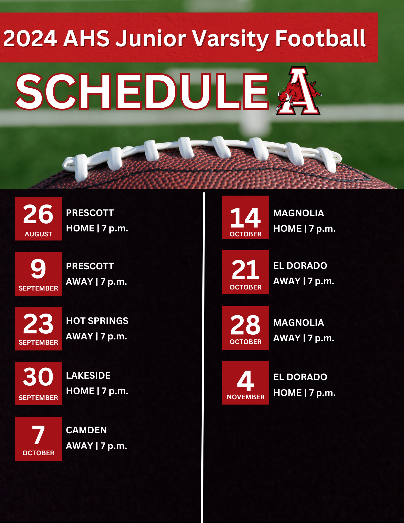 JV Football Schedule 