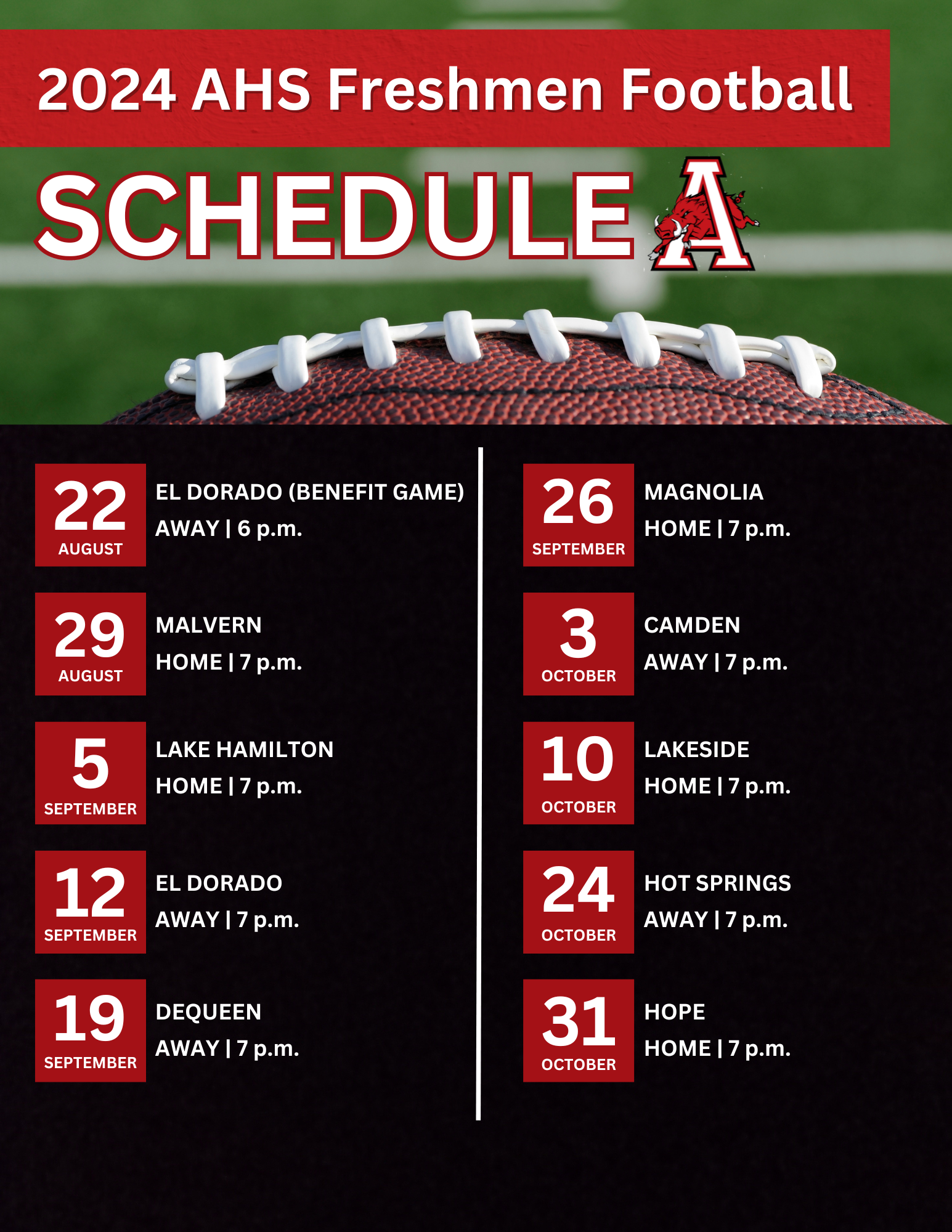 Freshman Football Schedule 