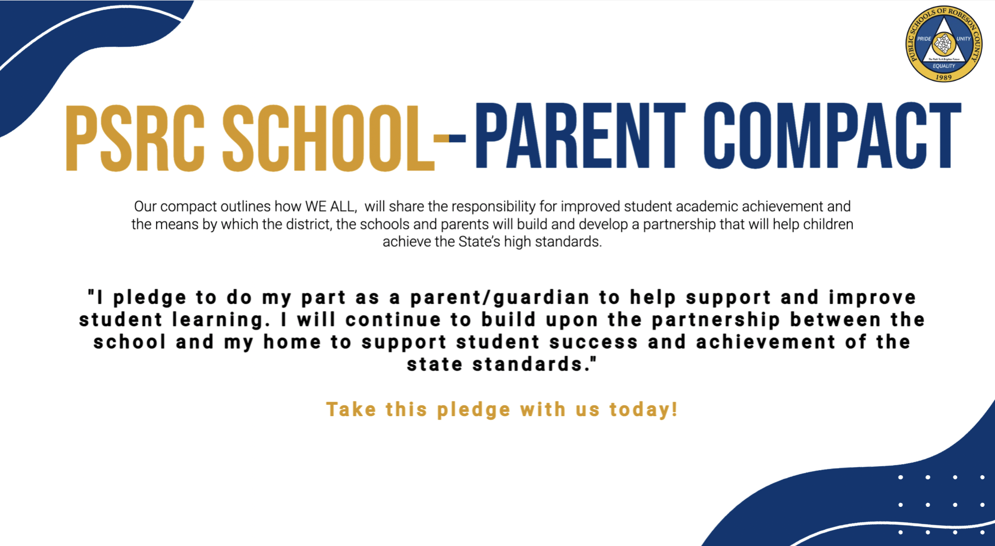 Picture of School-Parent Banner Pledge  in English