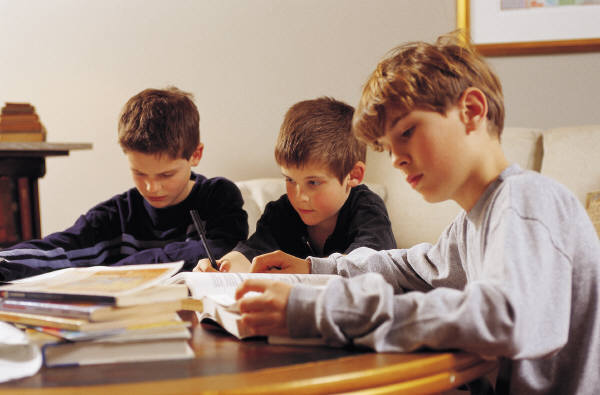 Photo of some kids studying.