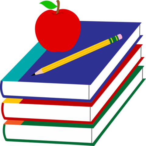 Image of notebooks with an apple.