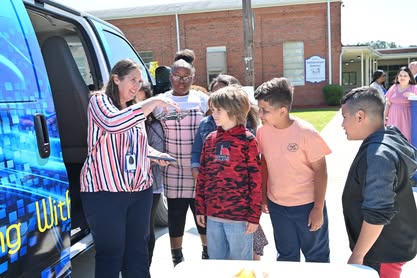 Susan shows drone to students