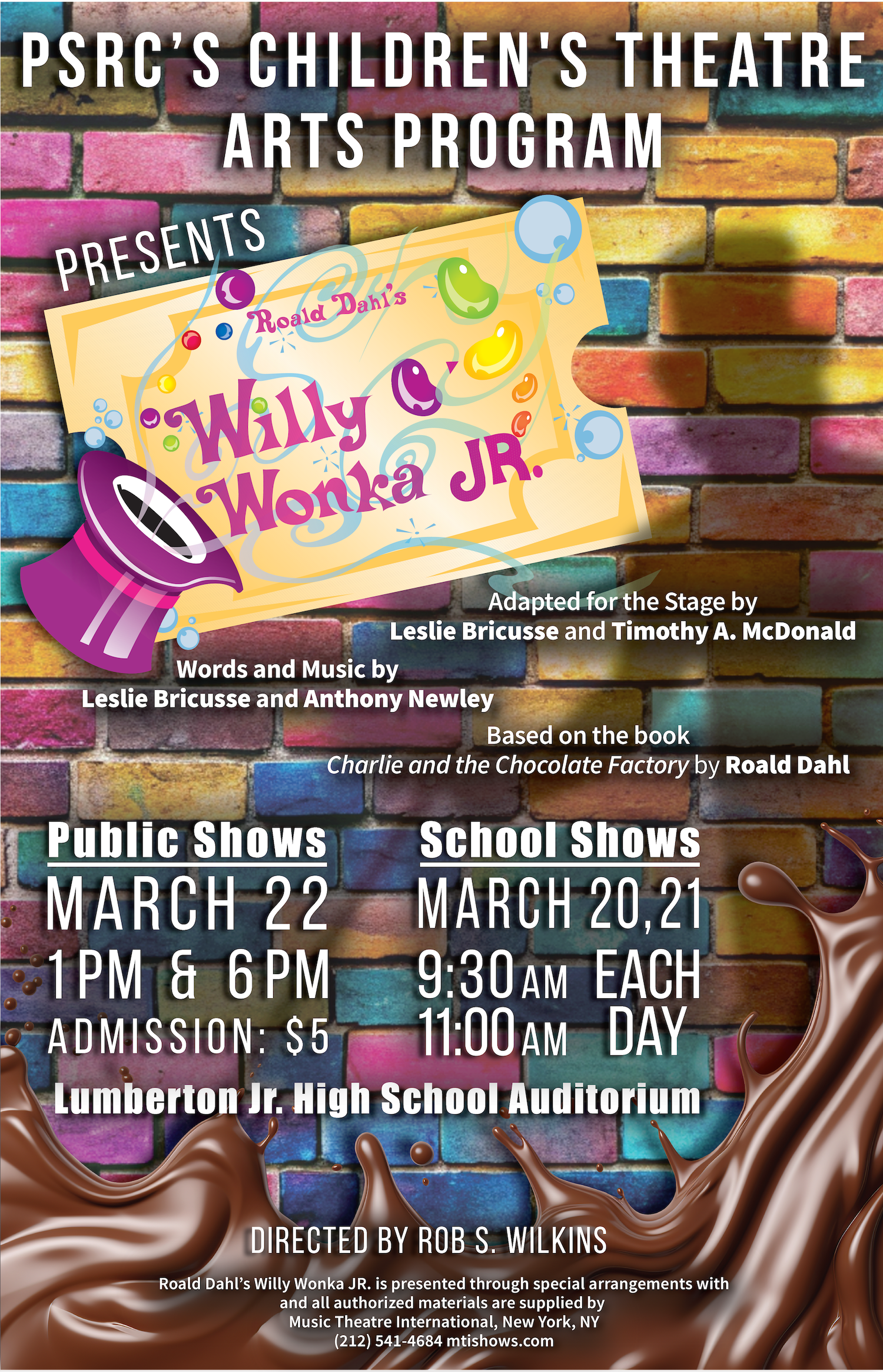 Willy Wonka JR. Poster, Dates March 20-22