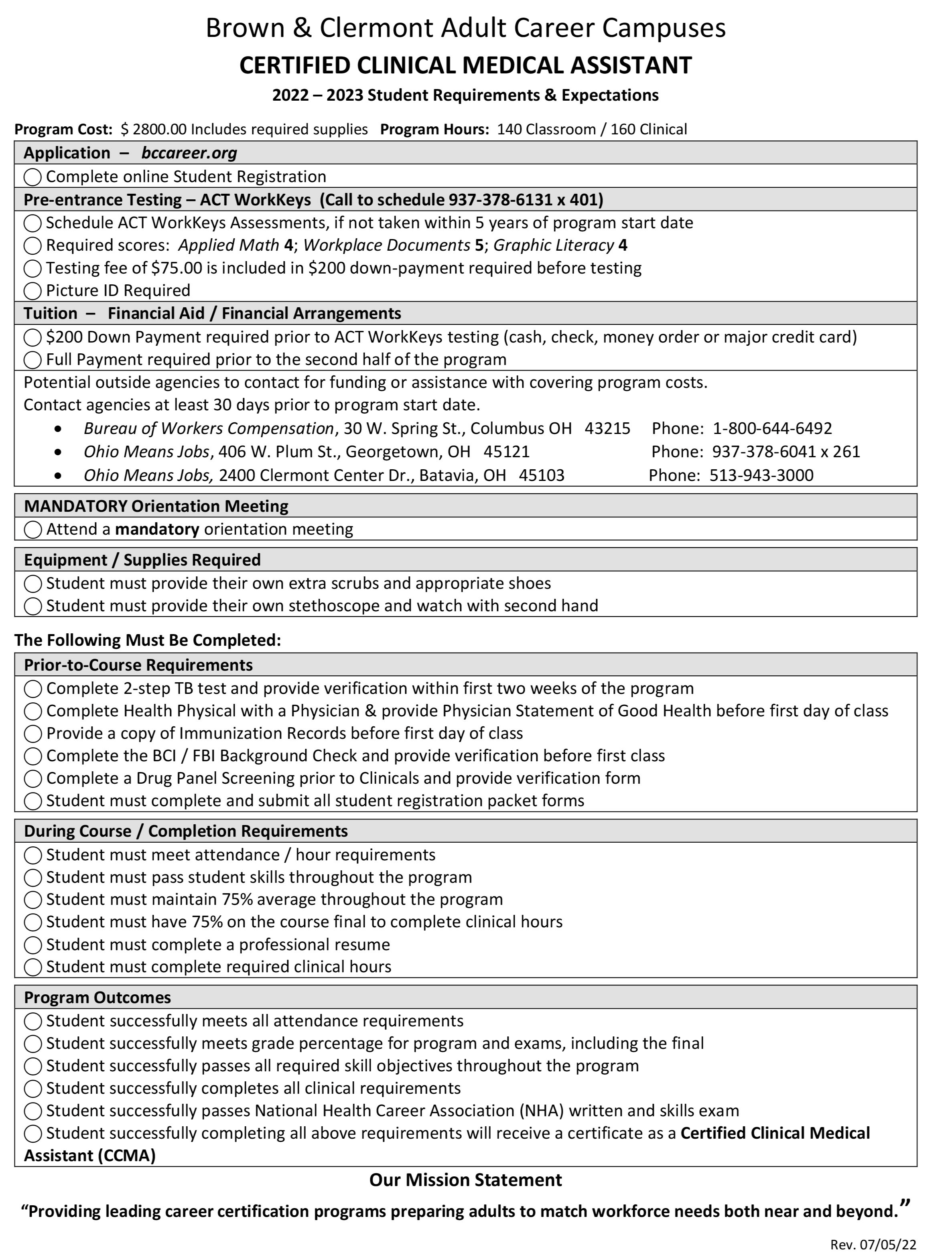 CERTIFIED CLINICAL MEDICAL ASSISTANT | Brown & Clermont Adult Career Campus