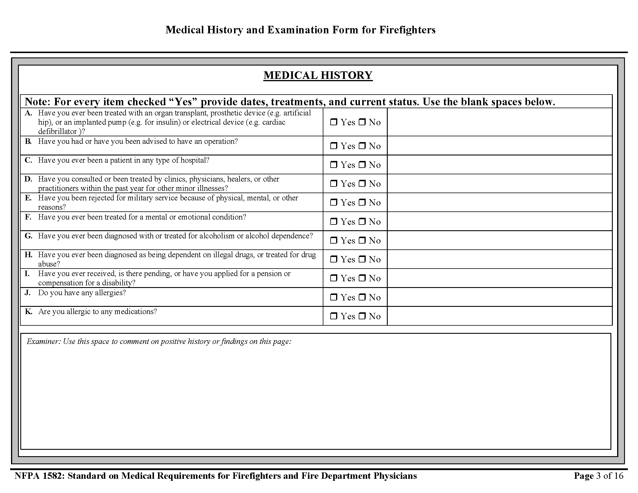 Page 3 of Firefighter Physical Form