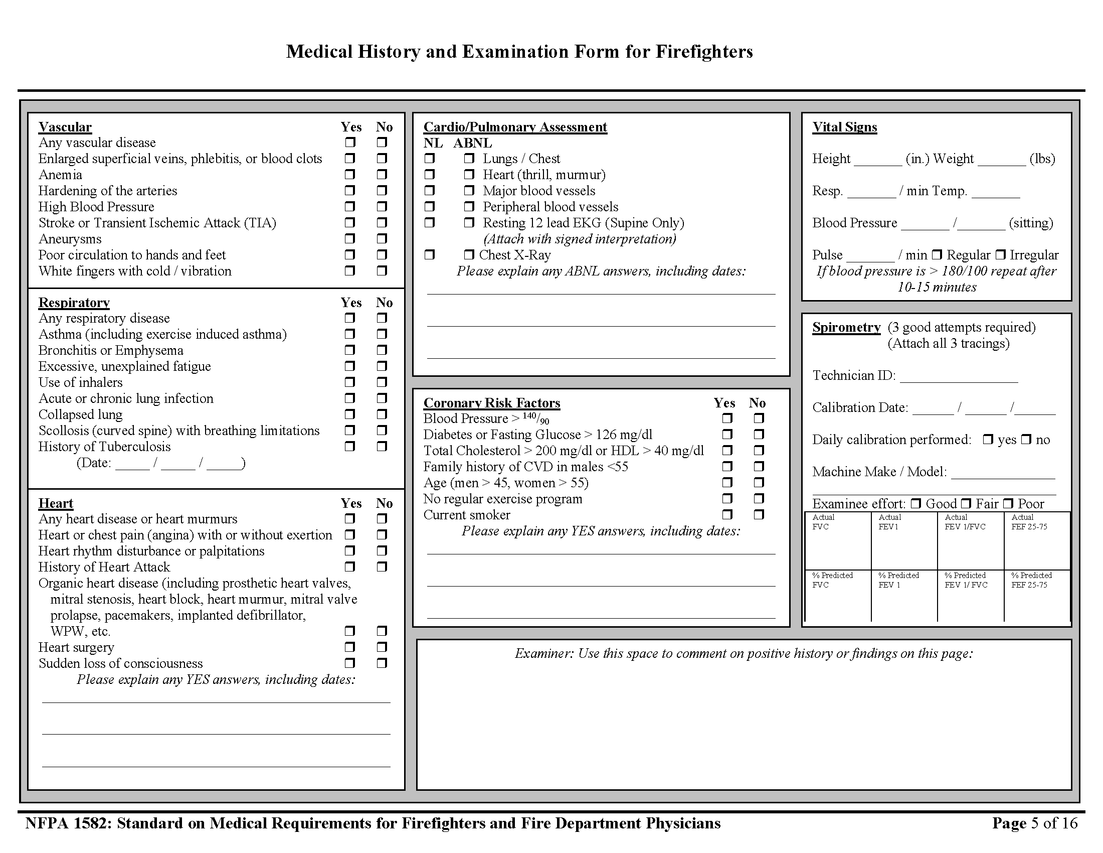 Page 5 of Firefighter Physical Form