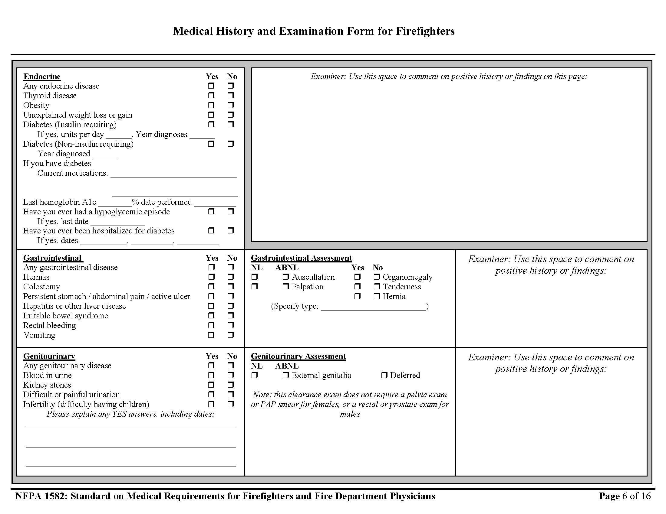 Page 6 of Firefighter Physical Form