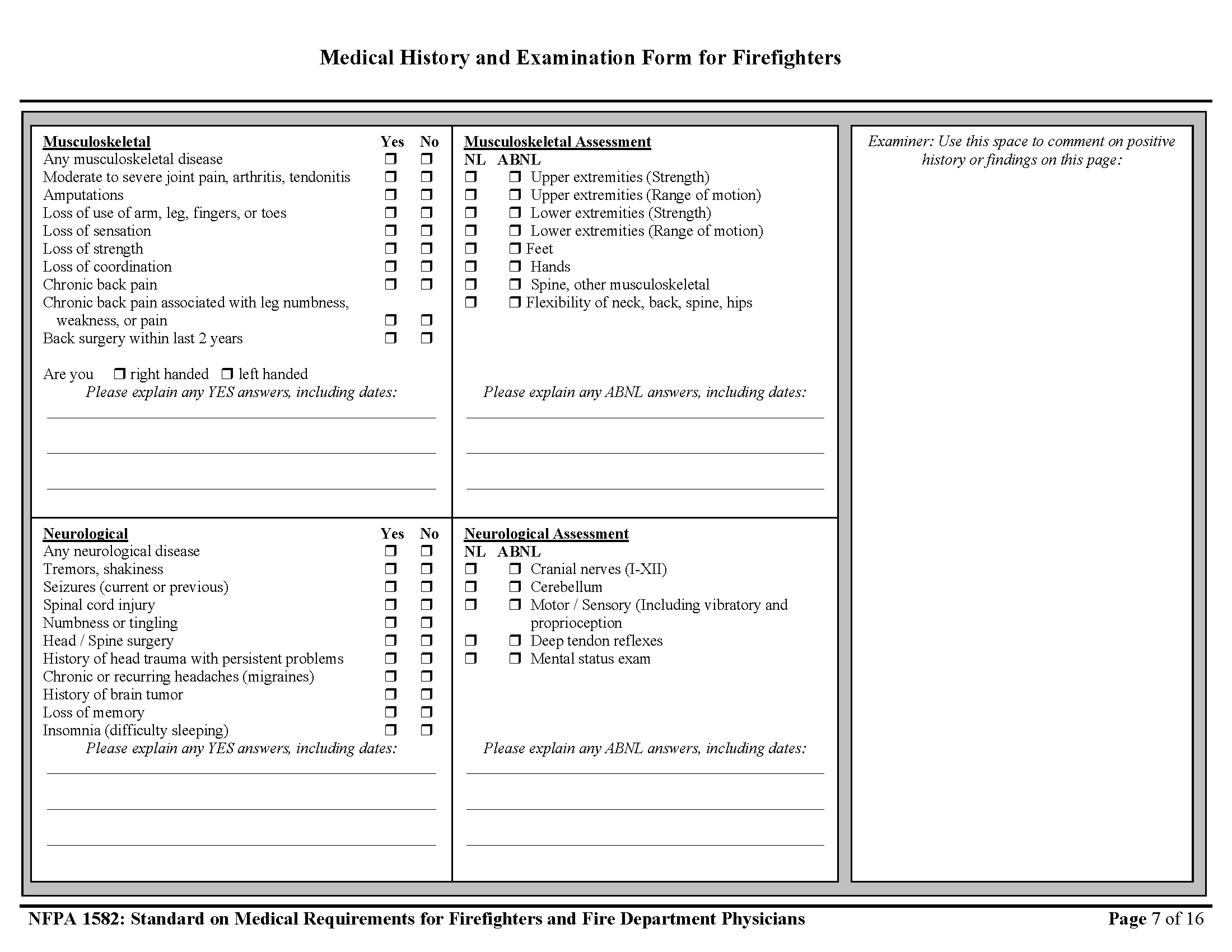 Page 7 of Firefighter Physical Form