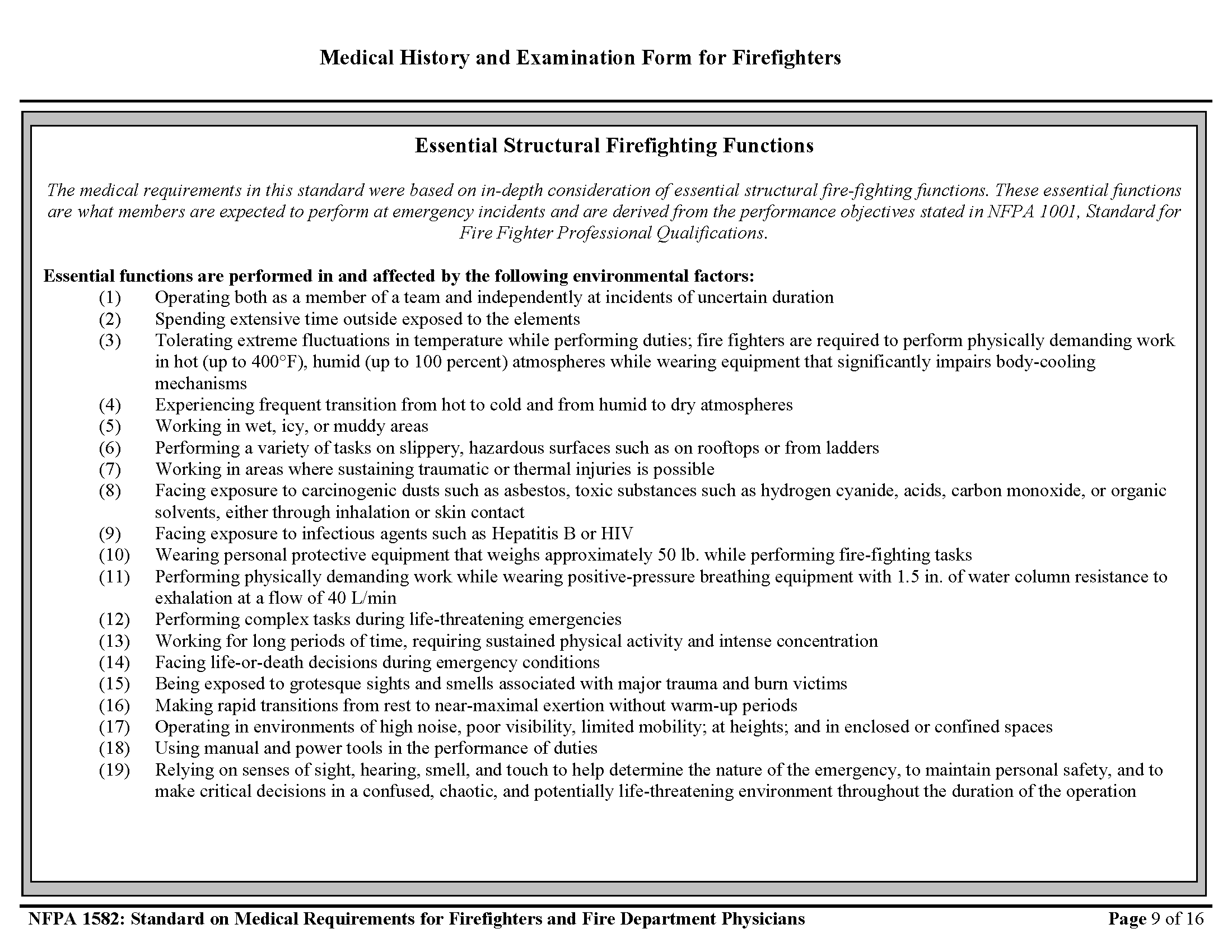 Page 9 of Firefighter Physical Form