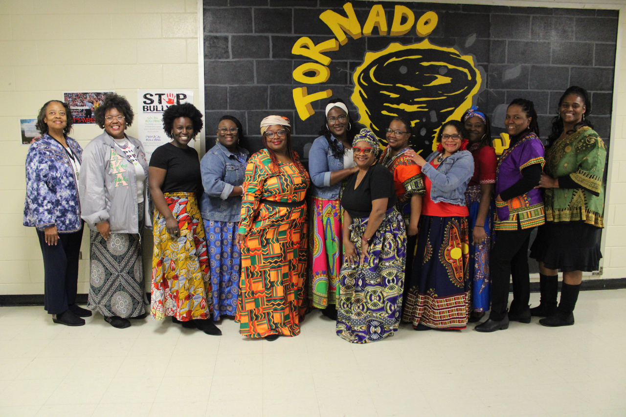 Teachers dressed in Black History month