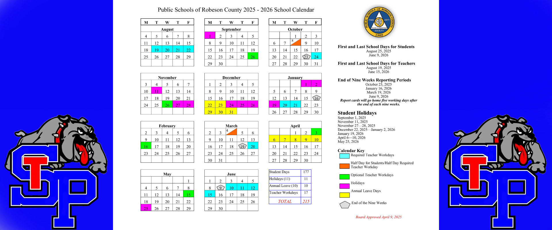 PSRC 2025-2026 School Calendar