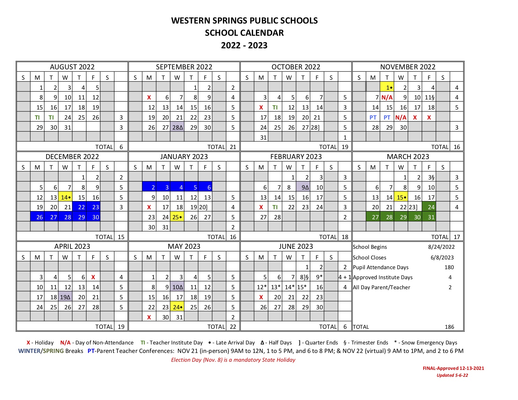 School Year 22 23 calendar