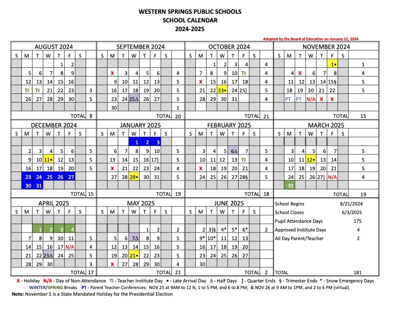 2024-2025 Updated Calendar