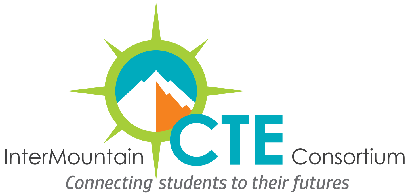 InterMountain consortium logo, green circle with mountain inside with text "connecting students to their futures".