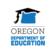 Blue graduation cap over the Oregon Department of Education