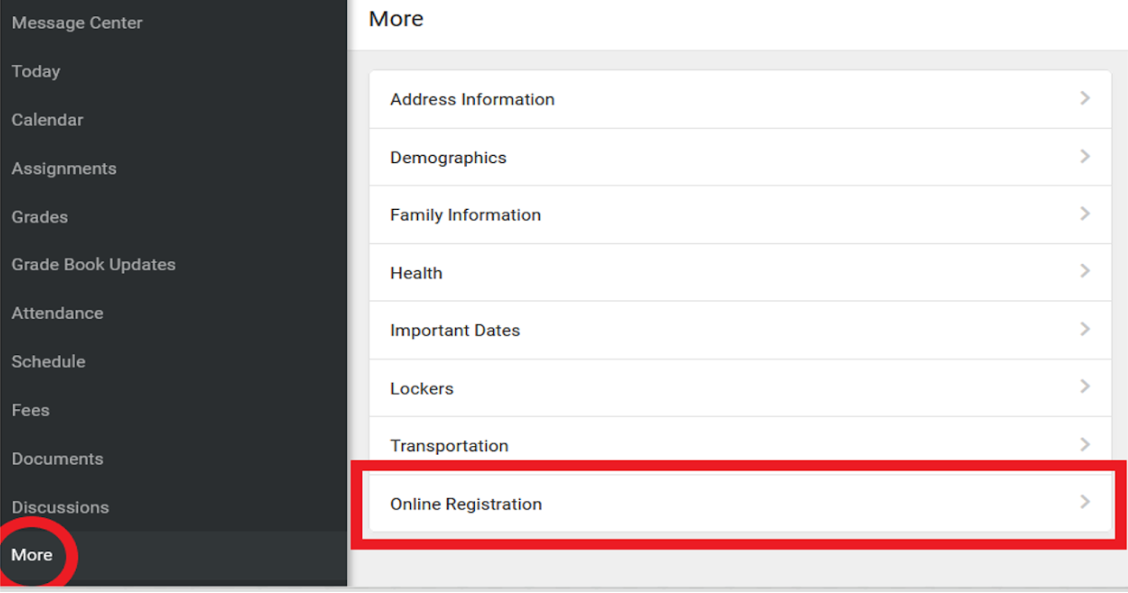 Parent Portal OLR Example image