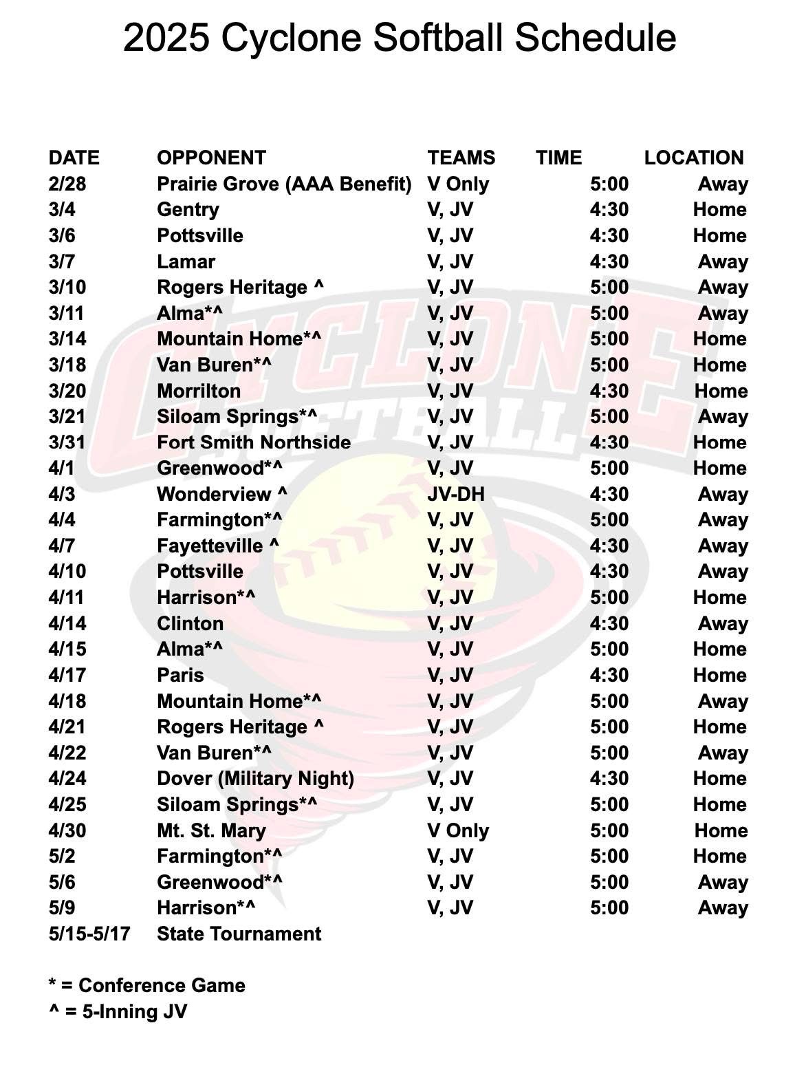 2025 Schedule