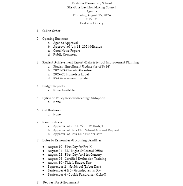 Agenda