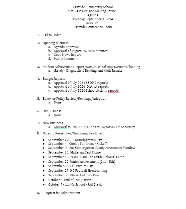 Agenda