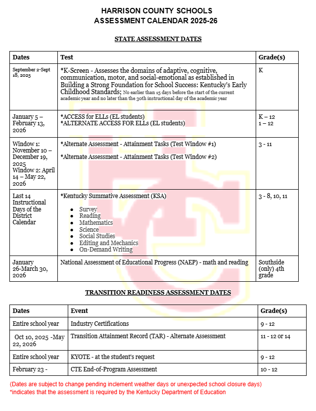 HC Assessment Calendar 1