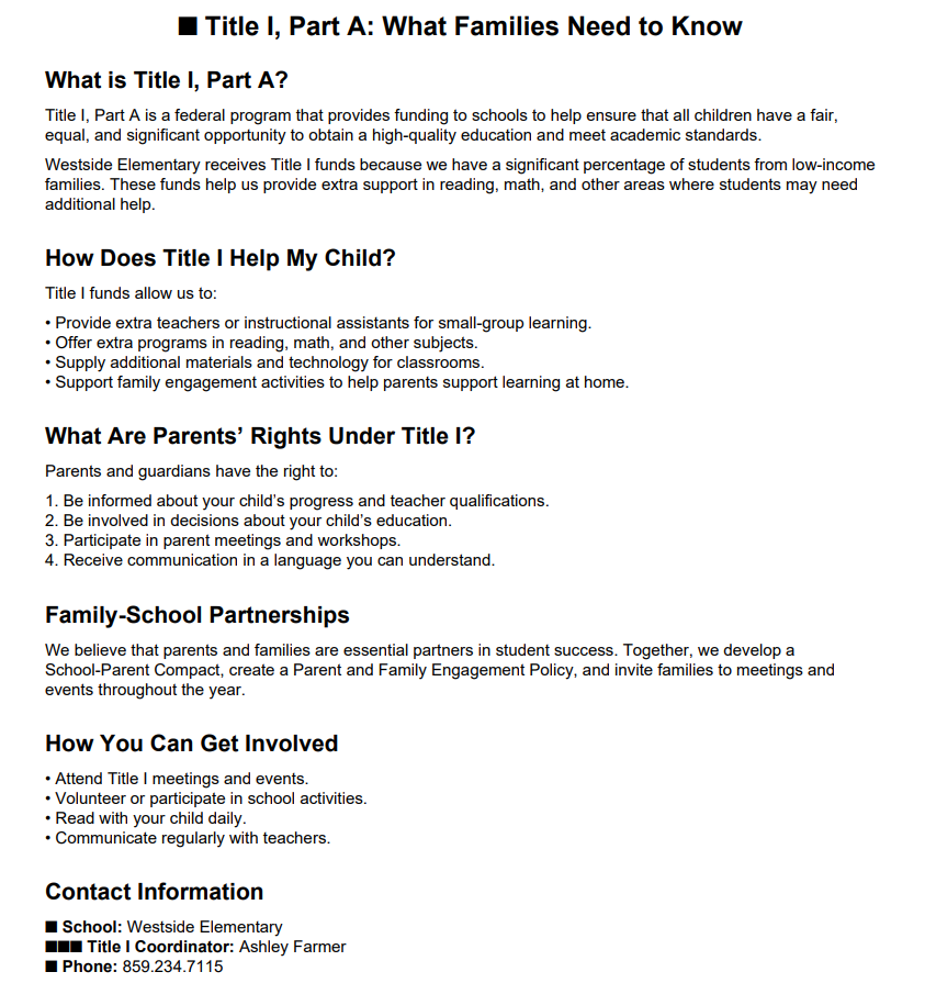 Title I Information