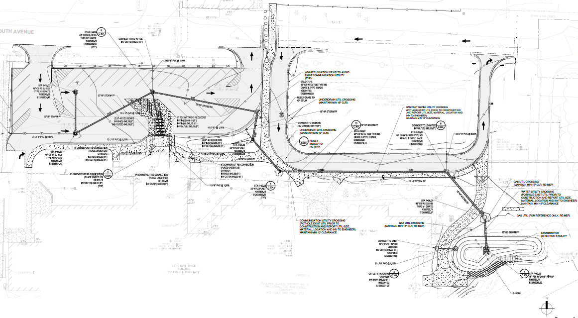 Schematic Drawing of parking lot and drop-off and pickup loop at Pullman Elementary