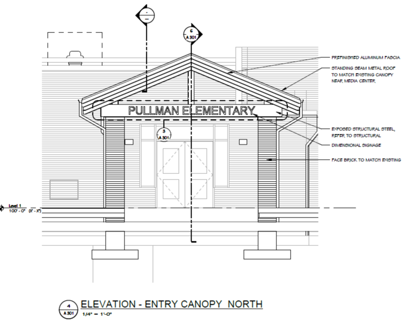 Pullman Elementary main entry rendering