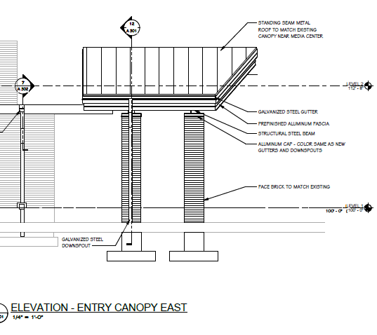 Pullman Elementary main entry rendering side view