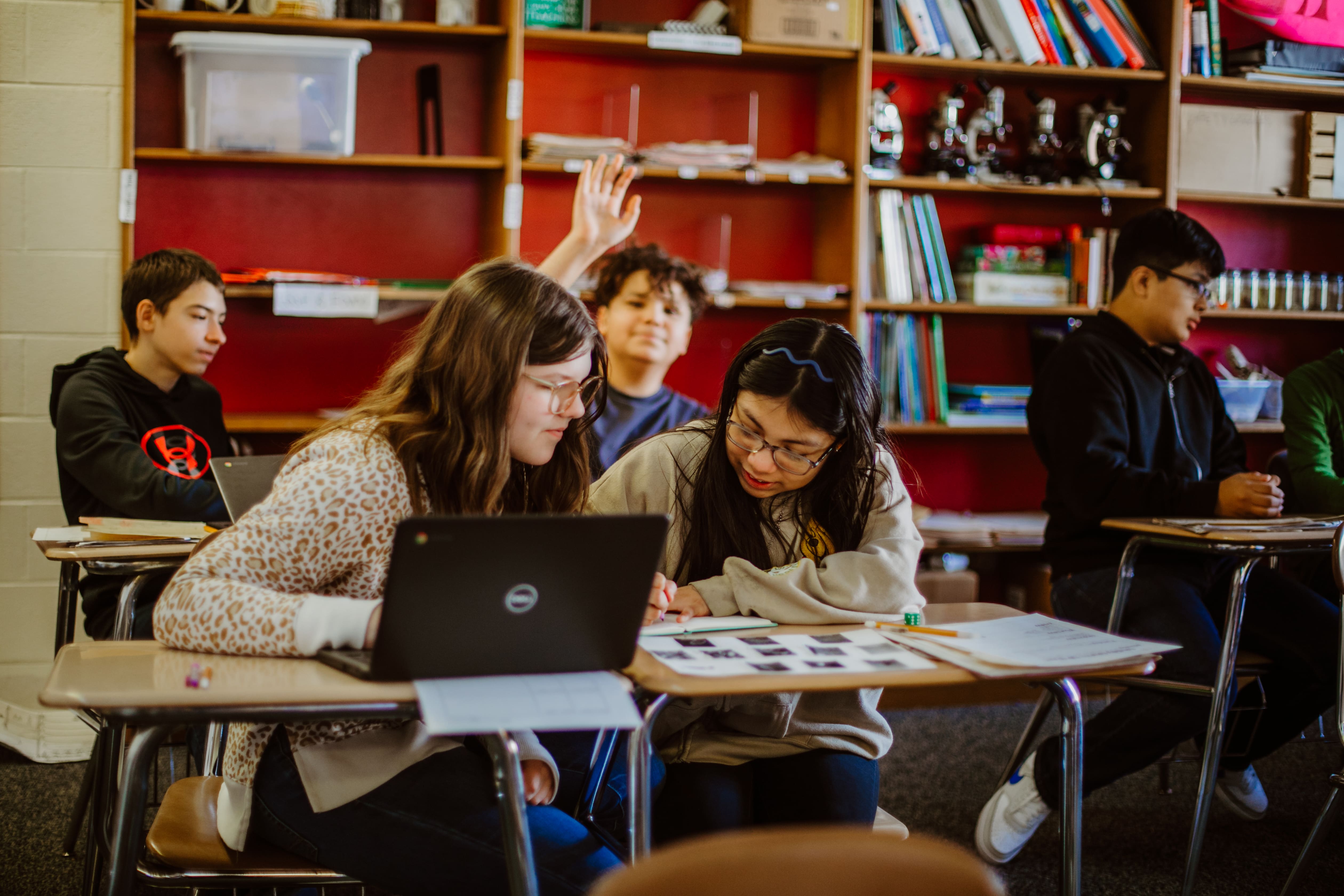 students working together in class