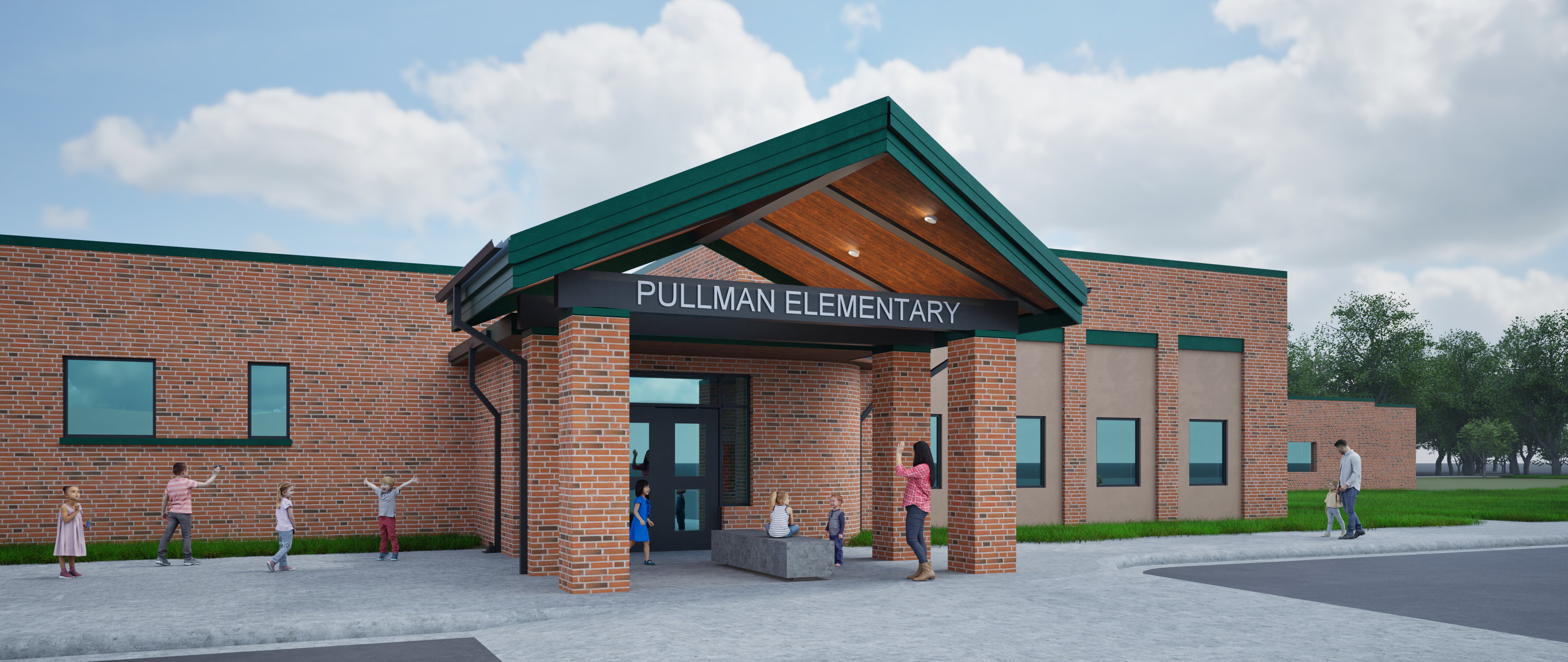 New entry canopy drawing for Pullman Elementary