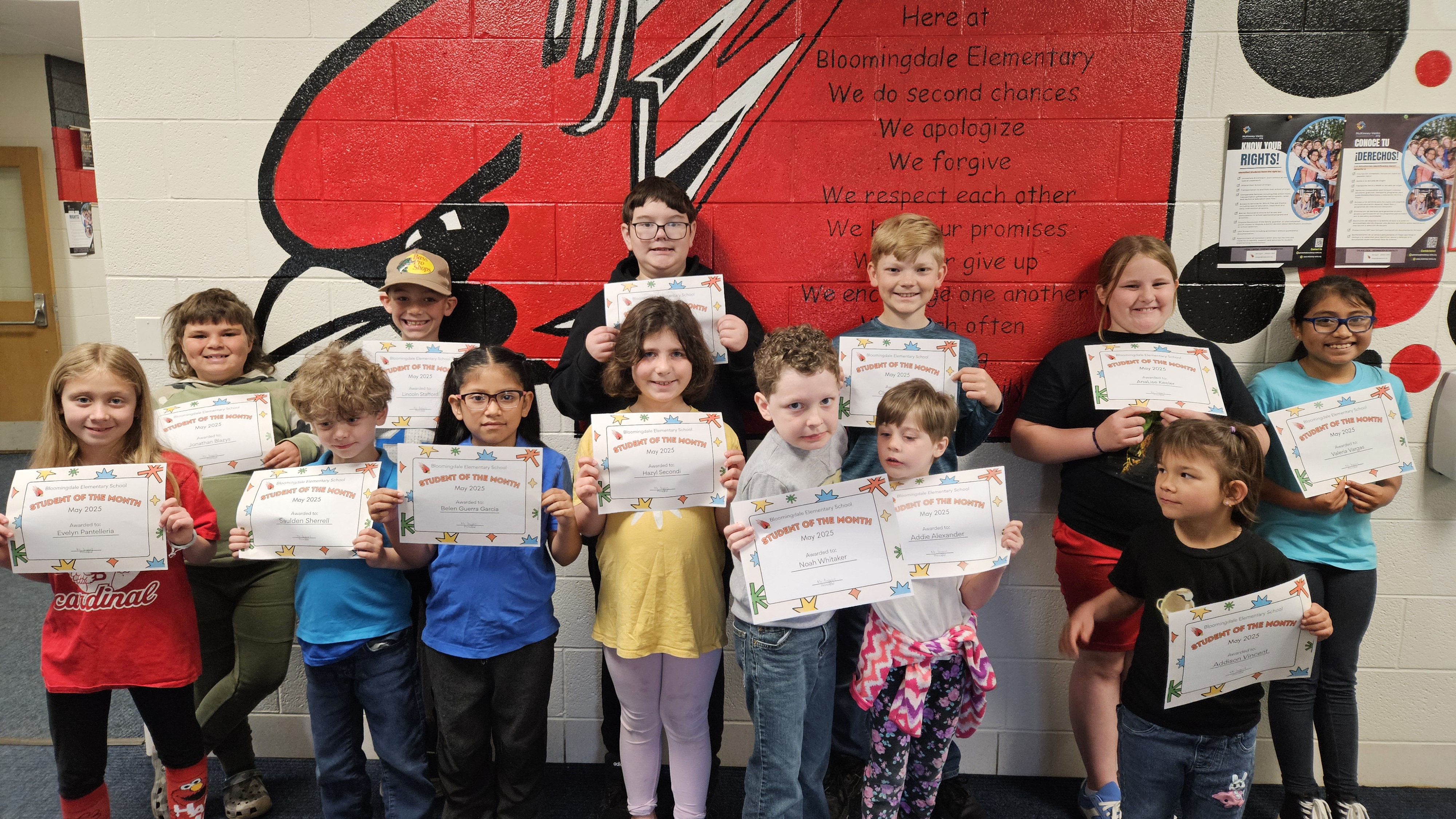 Group picture of students of the month for April