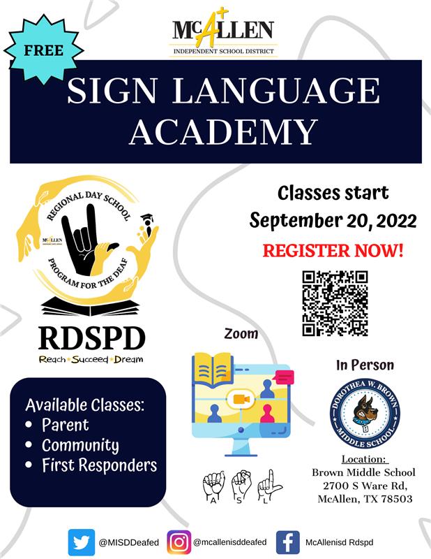 RDSPD Sign Language Academy (Sign up here)
