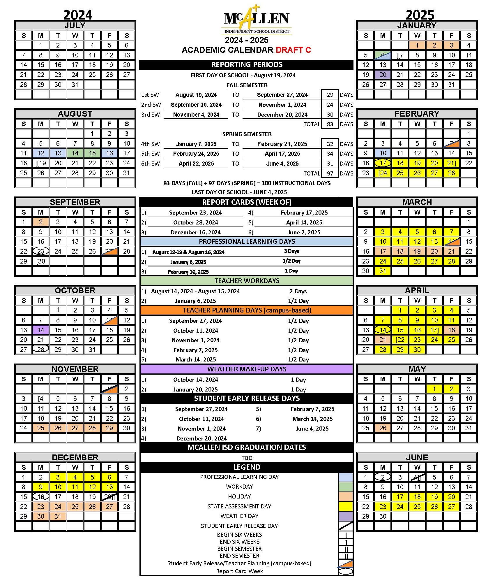 20242025 District Calendar Voting McAllen Independent School District