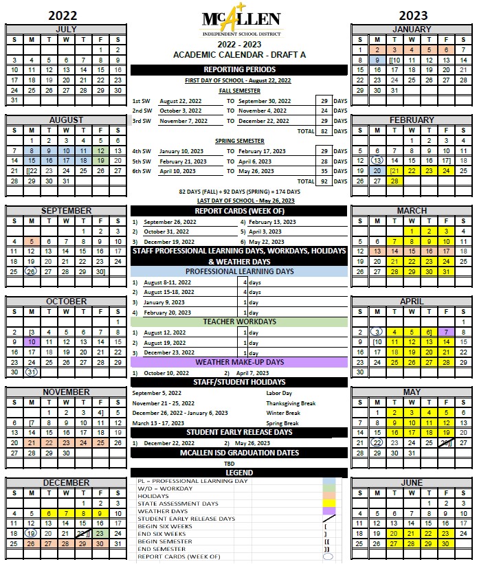 2022 2023 District Calendar Voting McAllen Independent School District