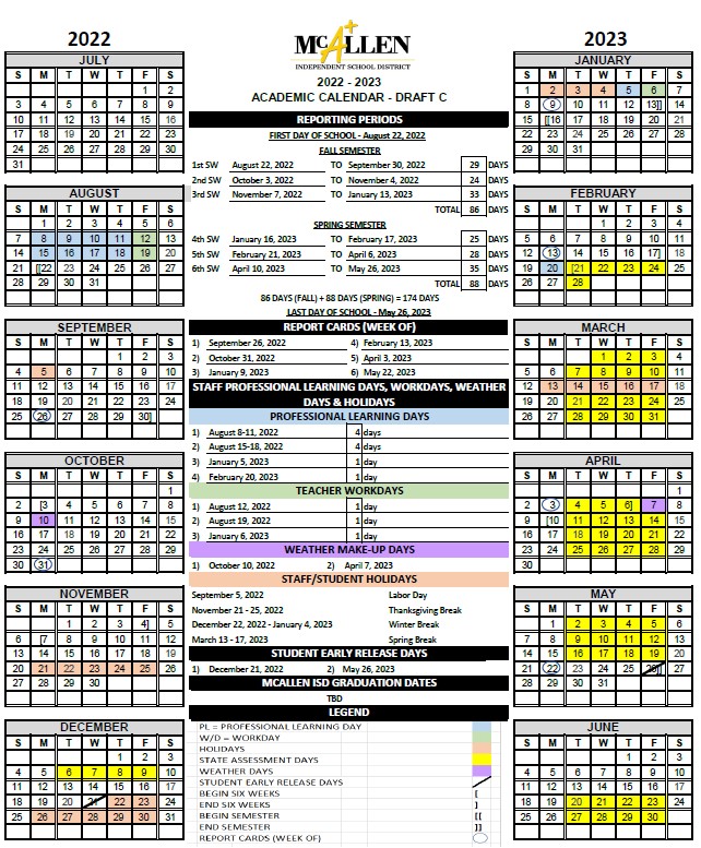 Mcallen Isd Calendar Printable Calendar 2023