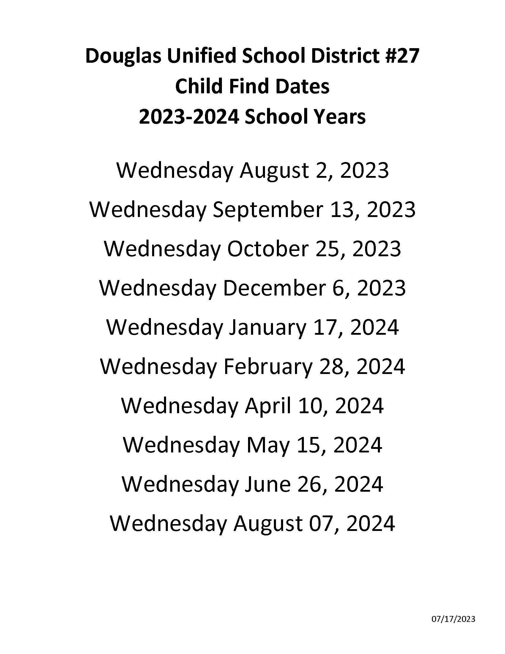 SY 23-24 Child Find Dates