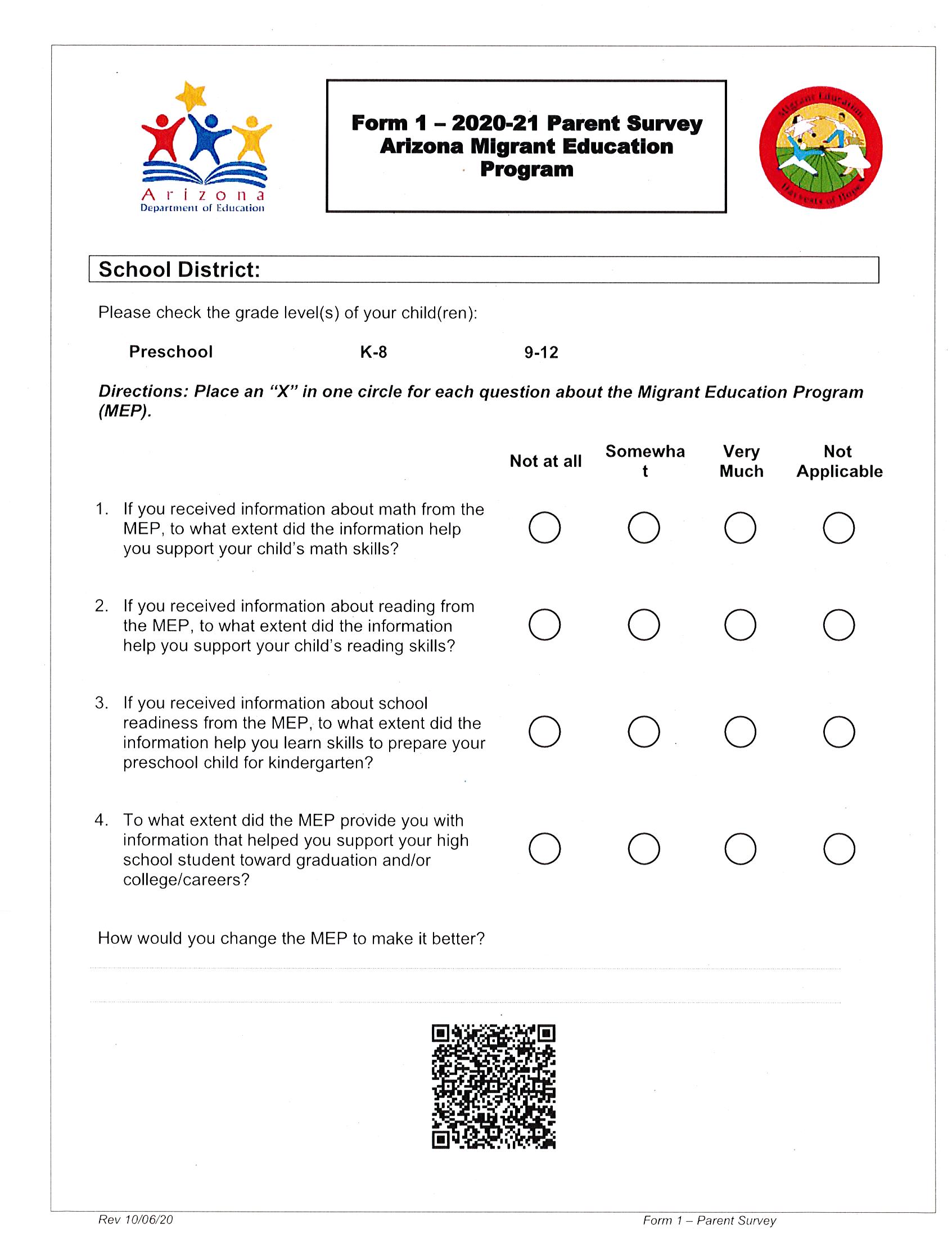 Form 1 - 2020-21 Parent Survey