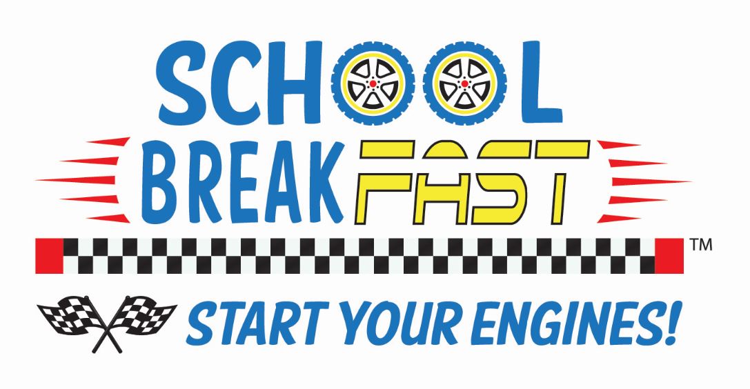 school breakfast, start your engines logo