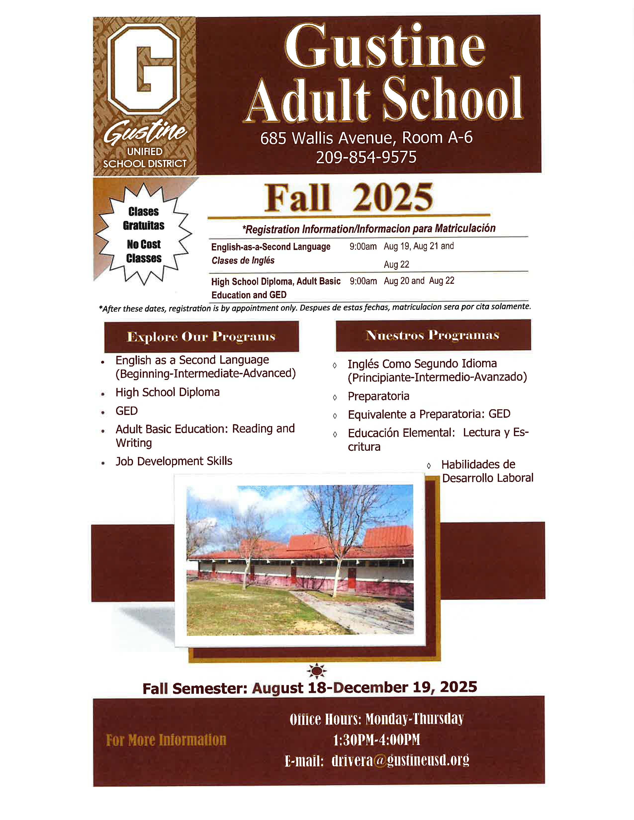 Gustine Adult School Info