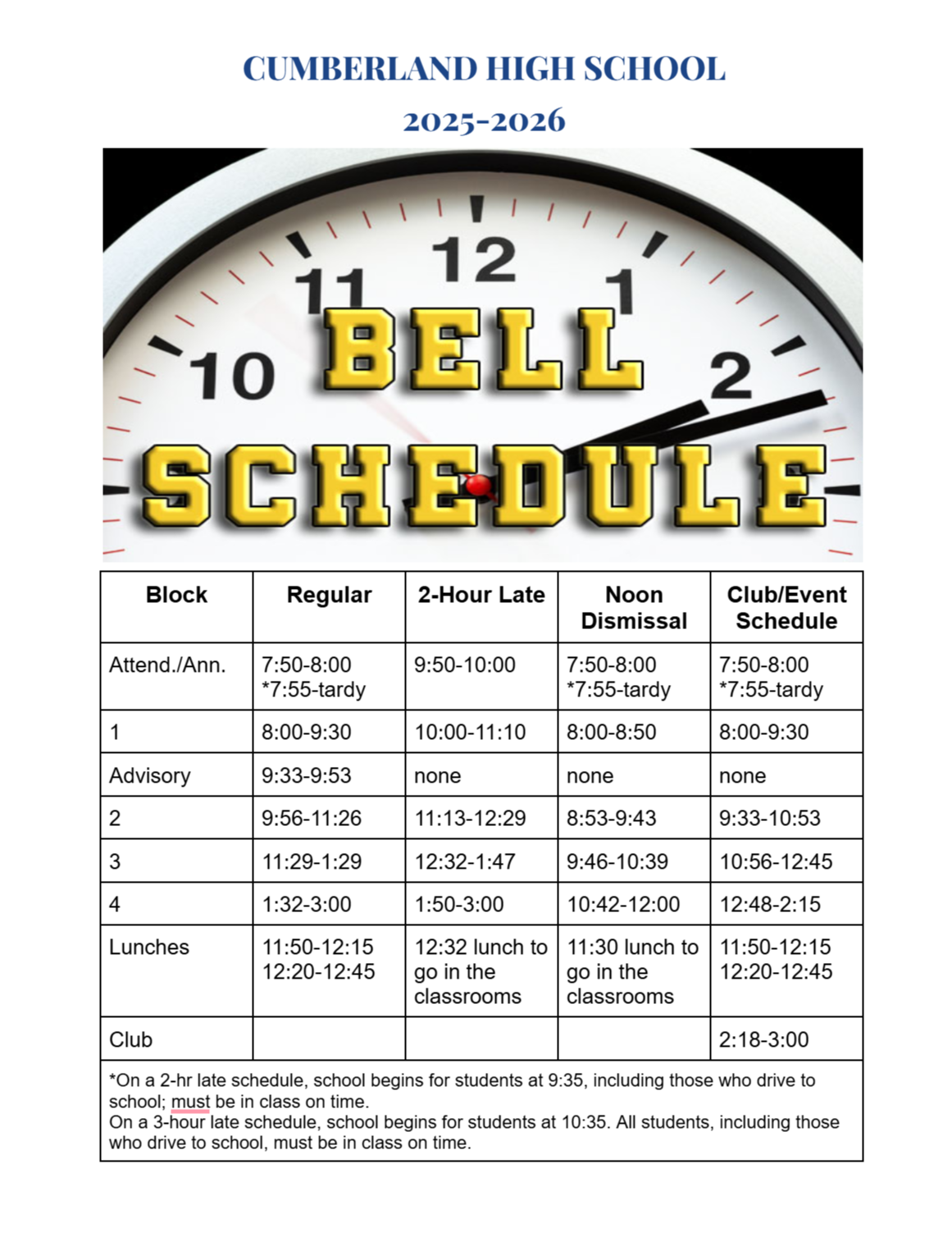 Bell Schedule