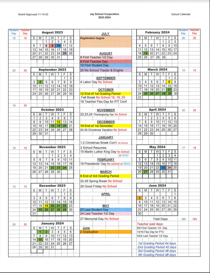 District Calendars The Jay School Corporation