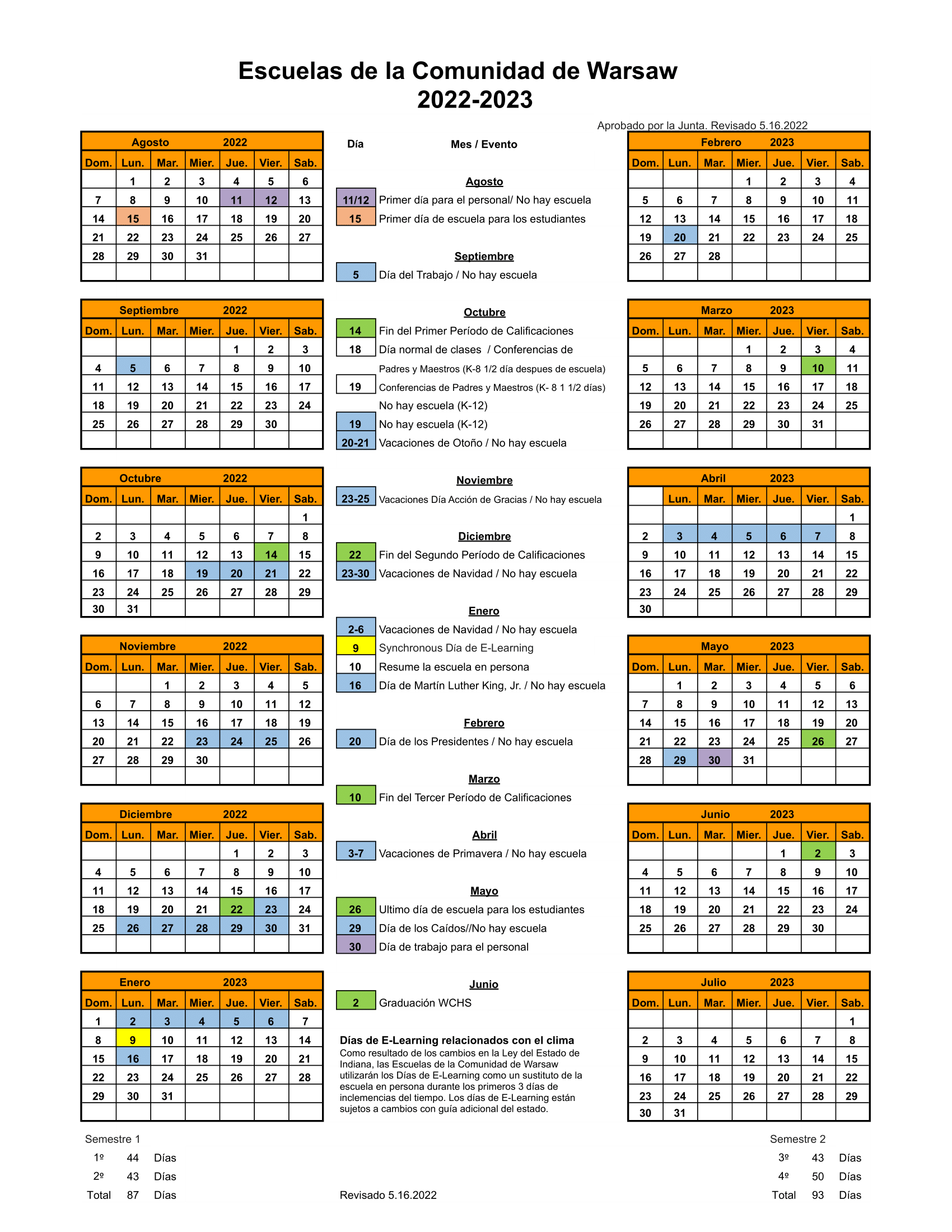 Calendar 22-23 Spanish