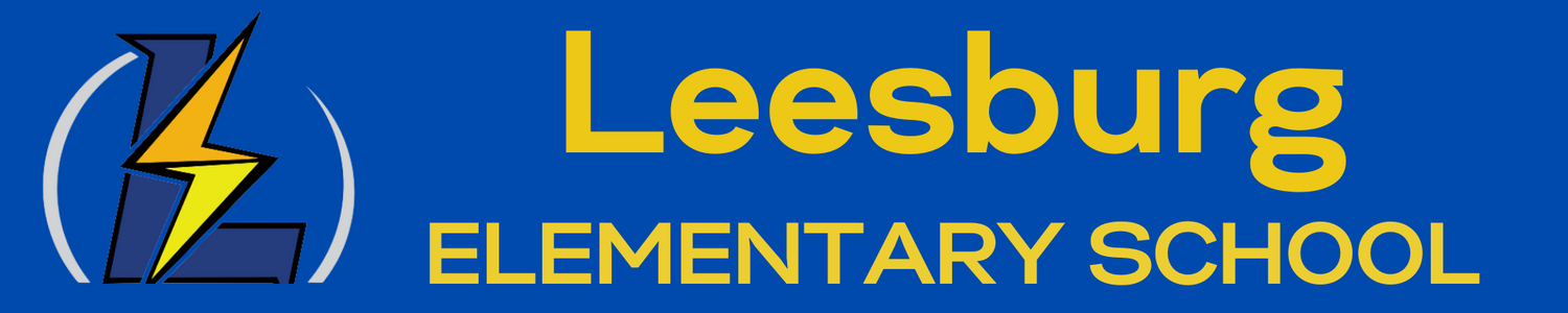 Leesburg Elementary School with logo on blue background