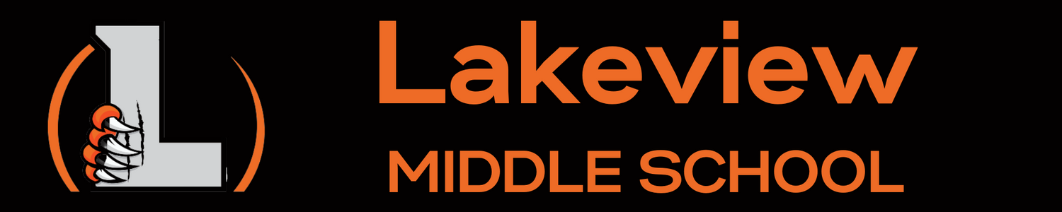 Lakeview Middle School with logo on black background