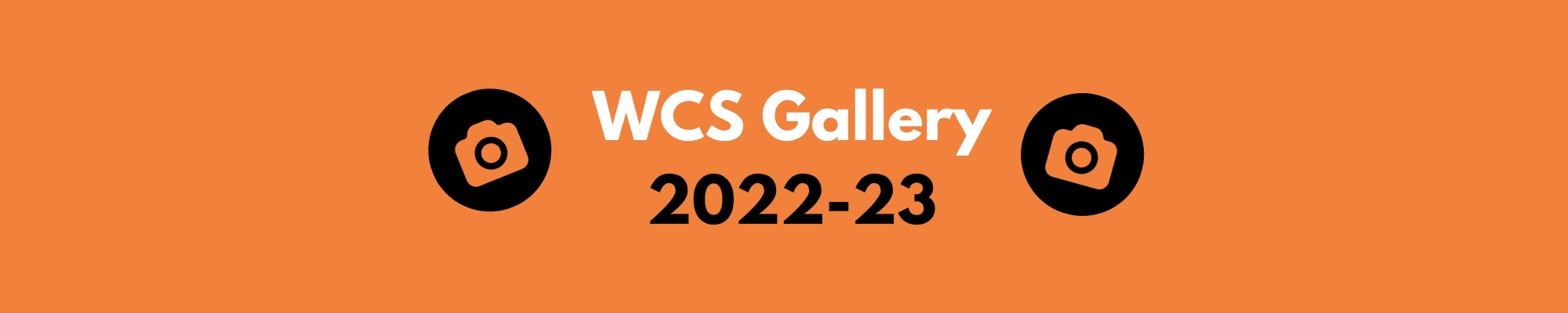 WCS gallery 2022-2023 black camera icons on orange background