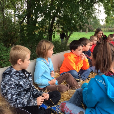 Students in a hay ride
