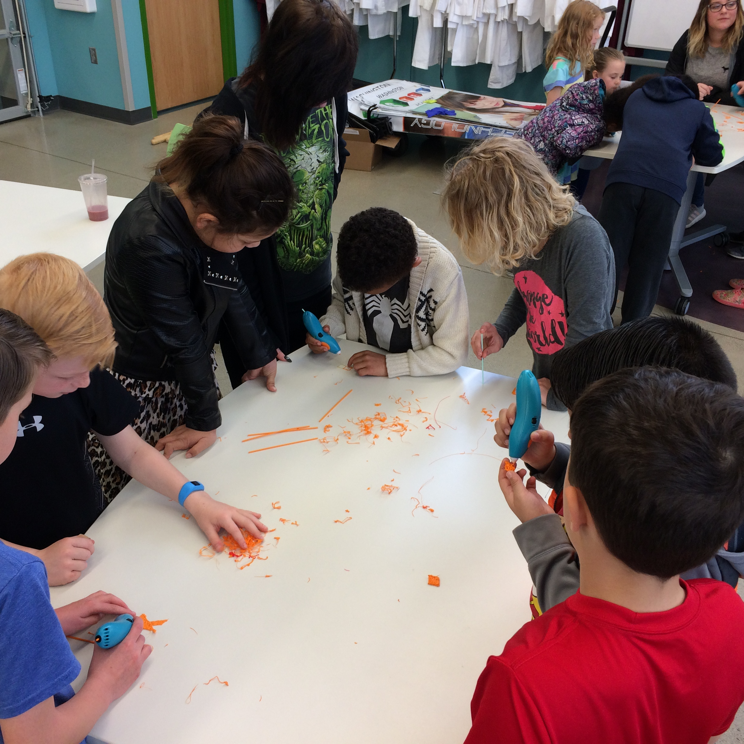 Students doing crafts