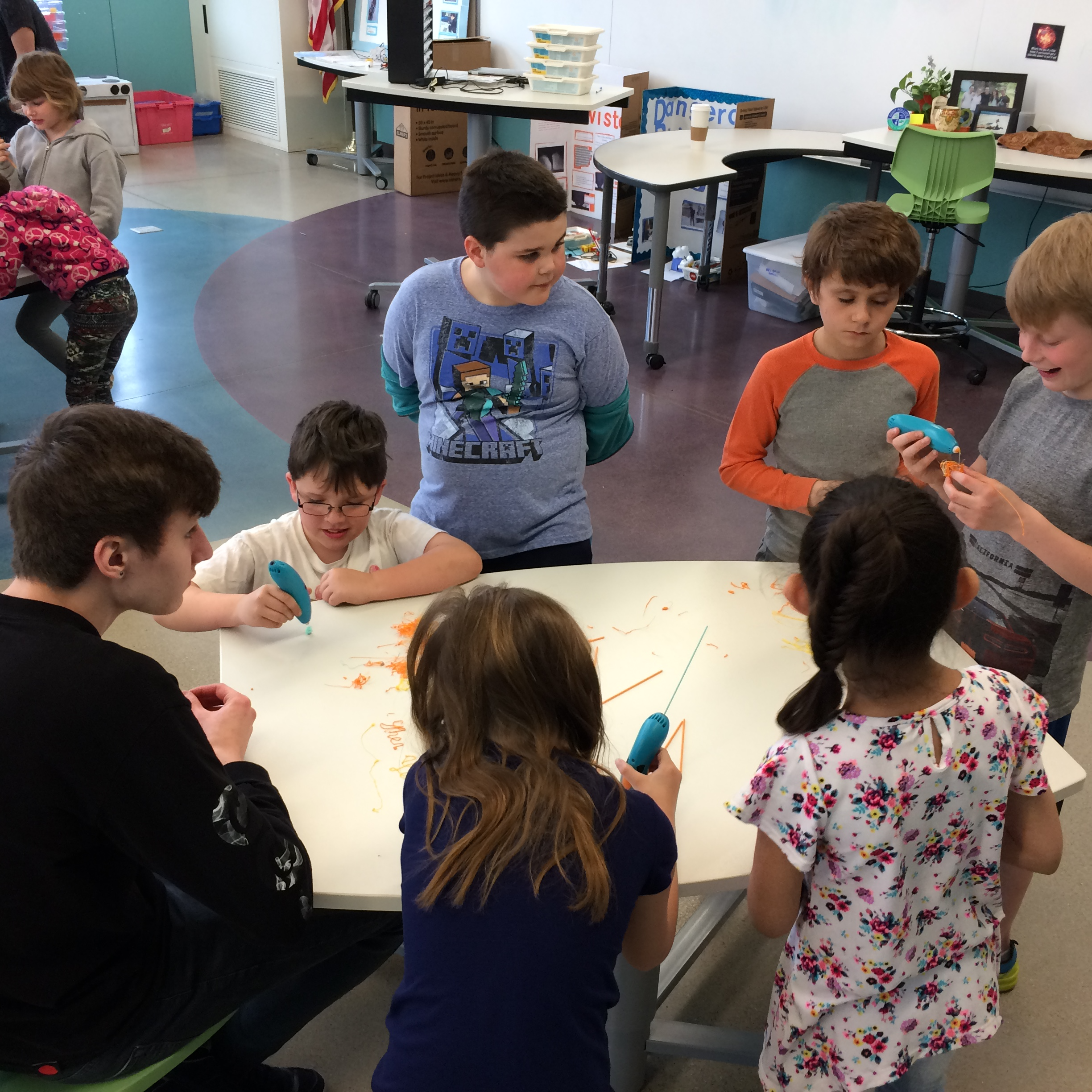 Students doing crafts